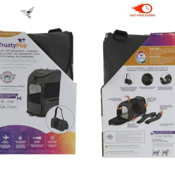 Trusty Pup 2 in 1 Cat Dog Medium Pet Backpack & Carrier NWT/NEW - Picture 13 of 16
